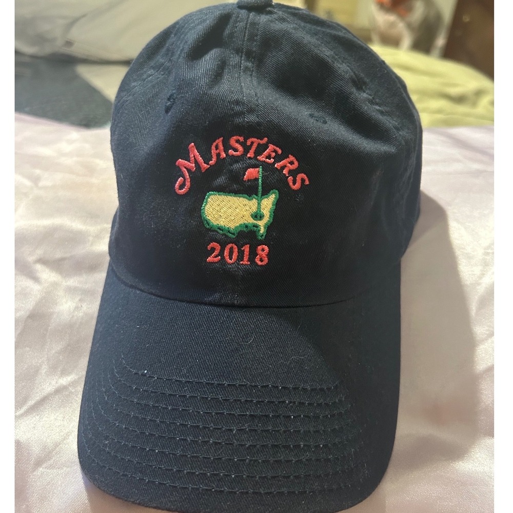 American Needle Masters 2018 Golf Hat Navy Blue Adjustable Strapback Cap